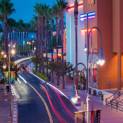 long exposure shot of the promenade mall in temecula